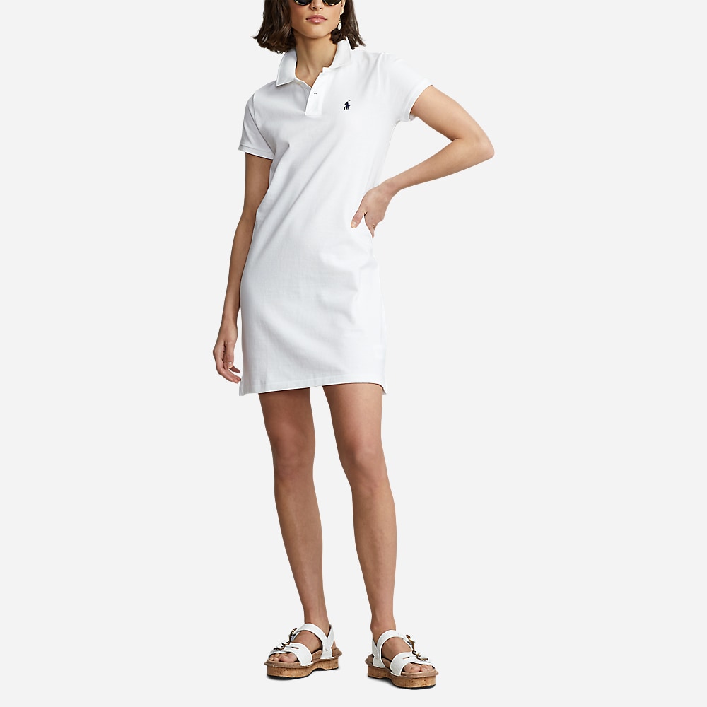 Polo Lcy Drs-Short Sleeve-Casual Dress Wht C7196