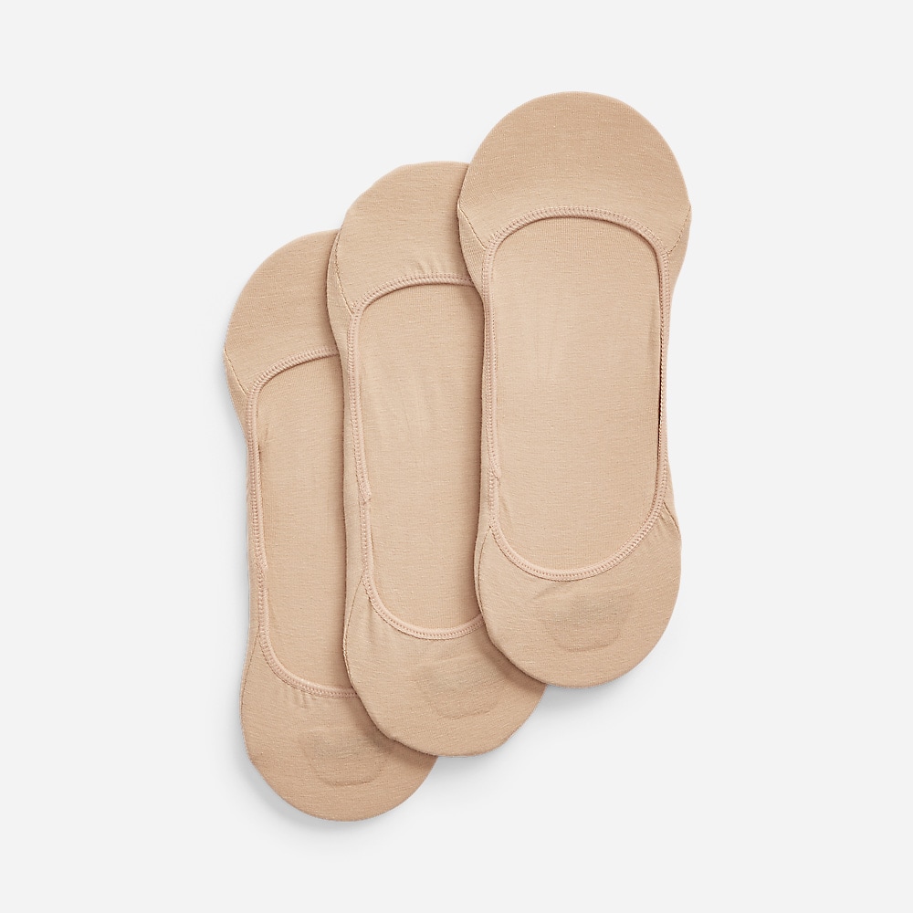No Show Lin-No Show-3 Pack Khaki