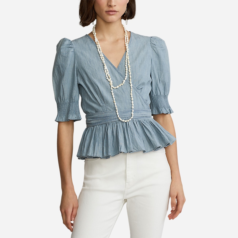 Ss Samy Tp-Short Sleeve-Blouse Chmbry Blu