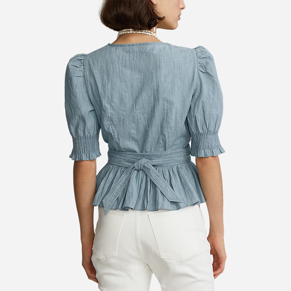 Ss Samy Tp-Short Sleeve-Blouse Chmbry Blu
