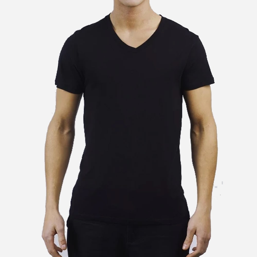 Short Sleeve V-Neck T-Shirt - Black