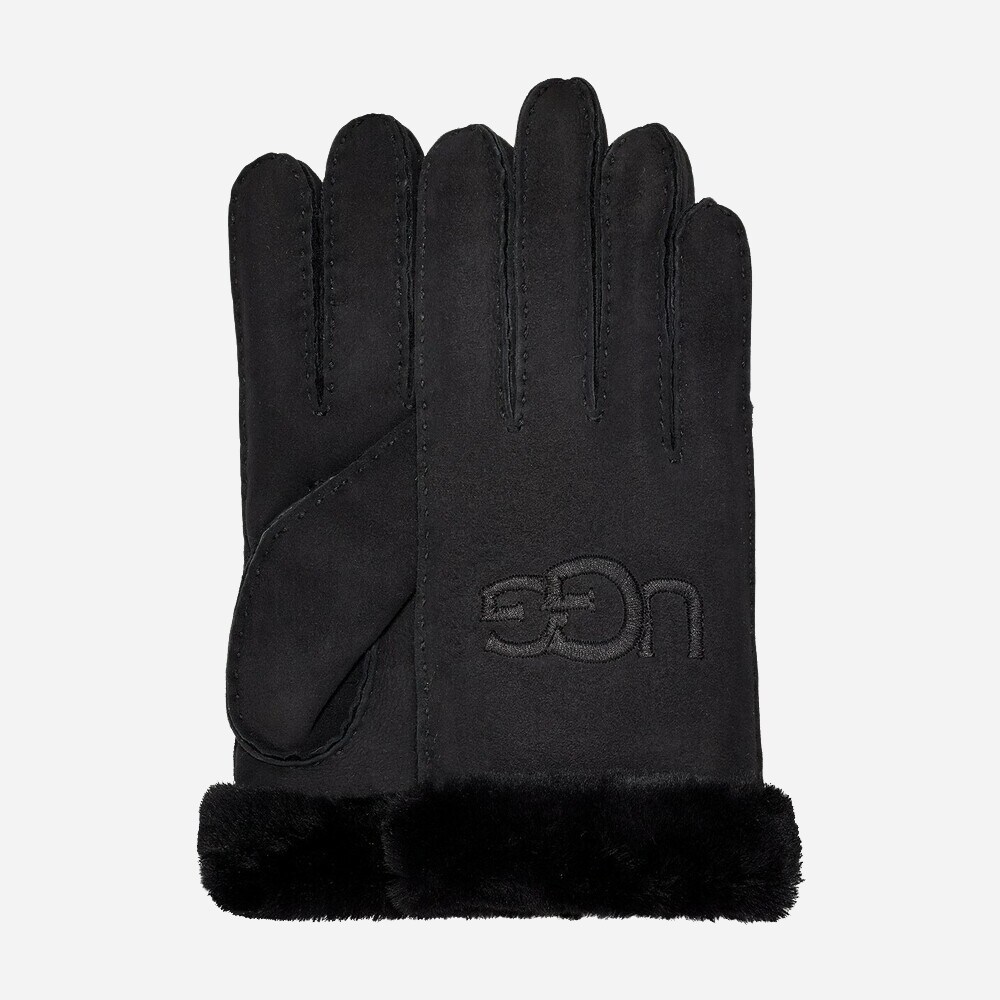 W Sheepskin Emb Glv Black